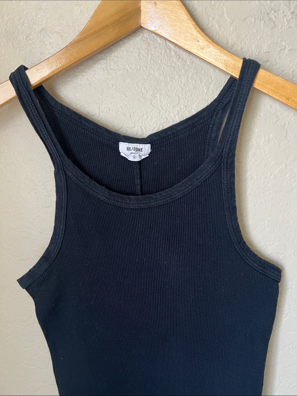 Re/done black ribbed tank dress M - Picture 3 of 9
